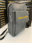 Grey Faux Leather Backpack With One Front Pocket